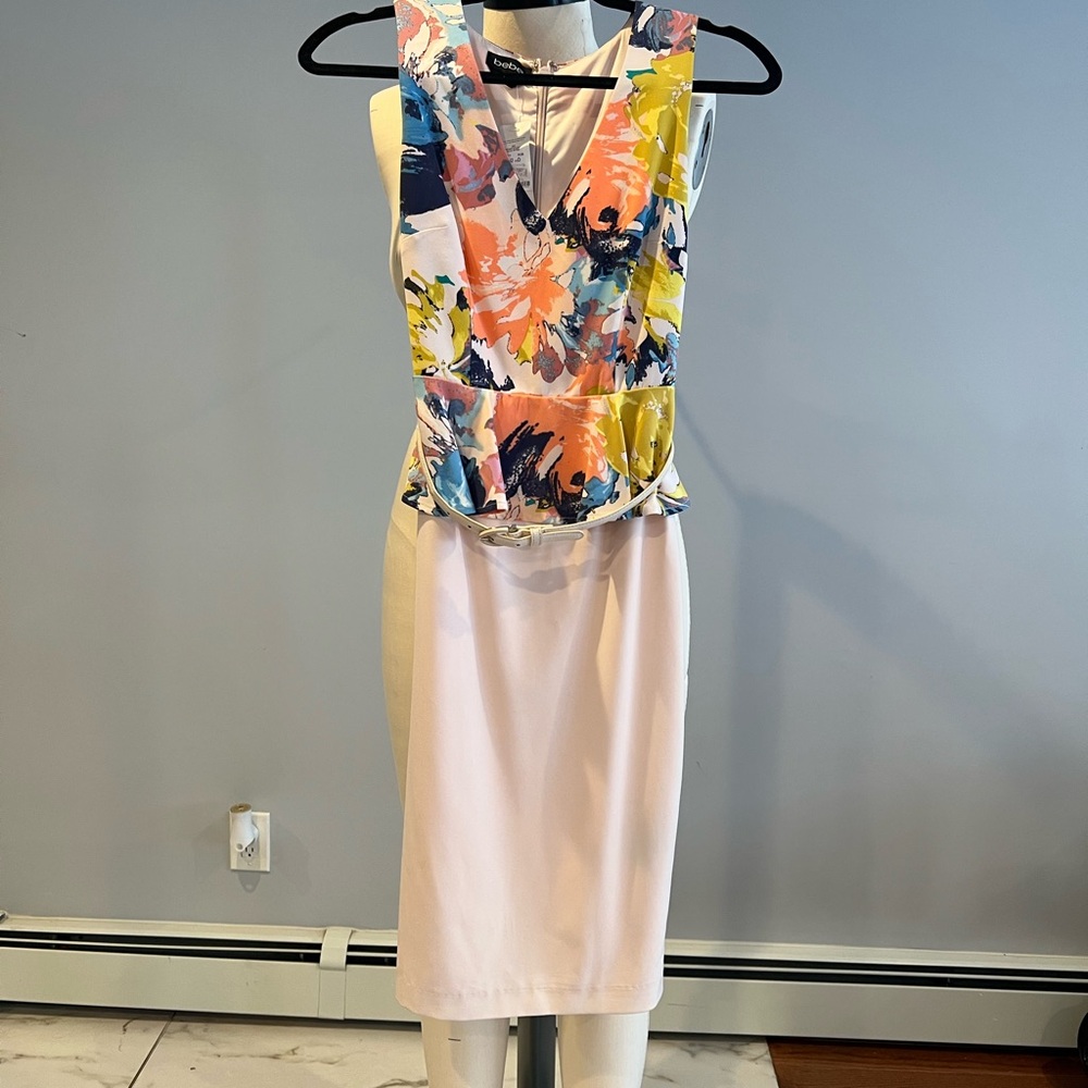 bebe Multicolor Abstract Midi Dress